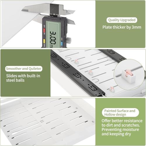 2 Pack Pull Out Cabinet Organizers Expandable, Slide Out Drawers for Kitchen, Bathroom, Pantry, Under Sink Storage, Pull Out Drawers Fixed with Adhesive Nano Film (White, 11.6''-17.5'')