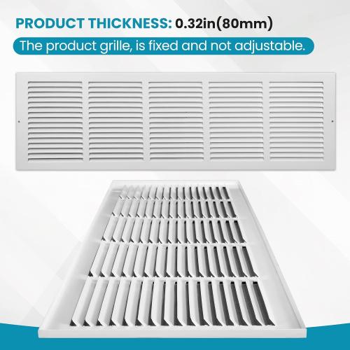 VOISEN Return Air Grille,Fits 30x8 Duct Opening,Steel Return Vent Cover, White Vent Cover Grill for Sidewall and Ceiling,HAVC Cold Air Return Vent Cover,Overall Size:31.8W X 9.8H