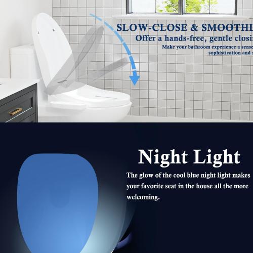 Electric Bidet Toilet Seat Elongated with Heated Seat, Warm Air Dryer, Endless Warm Water, Oscillating and Pulsating Spray Wash, Stainless Steel Self-Clean Nozzle (Single Temperature Display)