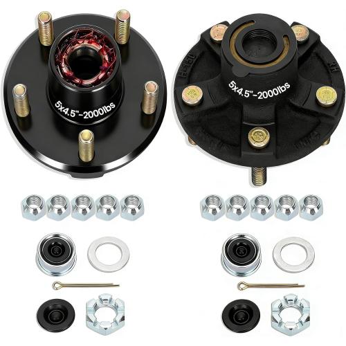 Redants 2 Pack 2000 lbs Trailer Hub Kit 5 on 4.5, 1-1/16 Straight Spindle ONLY, Pre-Greased Assembly with L44649 Bearings for Boat/Utility Trailer