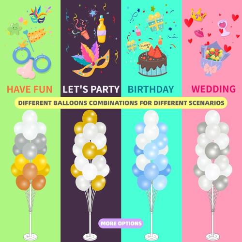 Balloon Column Kit Set of 2 With Balloons Included - with Base, and Pole,Balloon Tower Backdrop Decoration for Wedding, Baby Shower, Birthday Party, or Bachelorette Parties (Metallic purple)