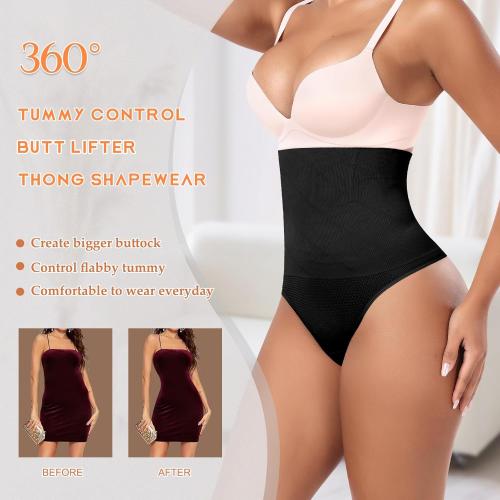 XXL Black Tummy Control Thong Shapewear for Women High Waist Shaping Underwear Seamless Body Shaper Panties Girdle