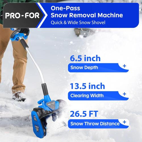 40V Cordless Snow Shovel with 2×4.0Ah Batteries & Fast Charger, Electric Snow Blower with 13.5 Width, 6.5 Depth, 26.5FT Throw Distance, Battery Powered Snow Removal Tool for Driveway