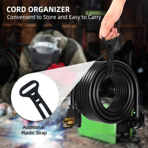 6 AWG Welder Extension Cord 10FT, NEMA 14-50P to 6-50R Adapter, 50 Amp 250V 12500W, Heavy Duty 4-Prong to 3-Prong Welding Power Cord with Handles & LED Indicator, Generator to Welder Use