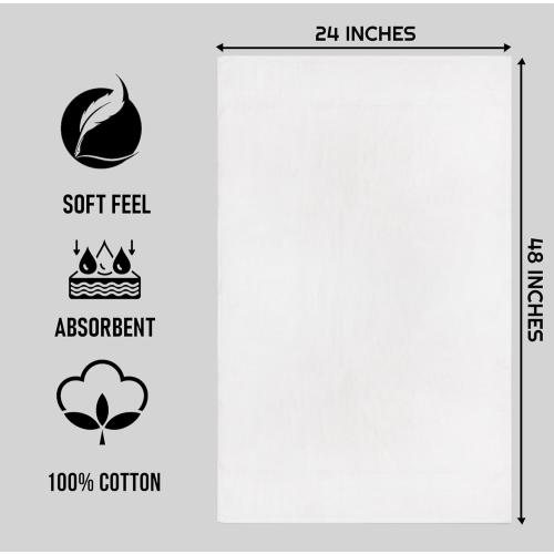 ZUPERIA White Bath Towels Bulk 20 Pack (24 x 48 Inches) - 100% Cotton Economy Light Weight Towels for Commercial Use - Quick Dry, Ultra-Soft, and Absorbent Bulk Towels