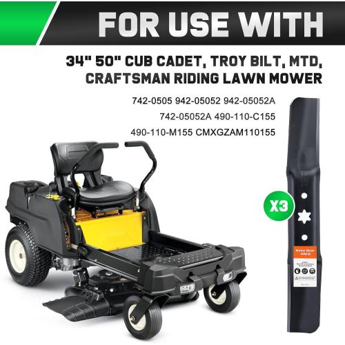 Grasscool ZT1 50 942-05052A Blades with 6 Star Shaped Hole for Cub Cadet Ultima ZT1 ZT2 Zero Turn Enduro XT1 XT2 LT50 50 inch Cut Deck Lawn Tractor Riding Replace 742-05052A 942-05052(High-Lift)