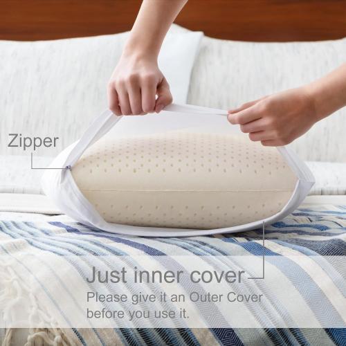 100% Natural Talalay Latex Pillow, Luxury Standard Size Medium Support Sleeping Bed Pillow for Side, Back, and Stomach Sleepers, Extra Soft Latex Foam Pillow, Removable Breathable Cotton Cover
