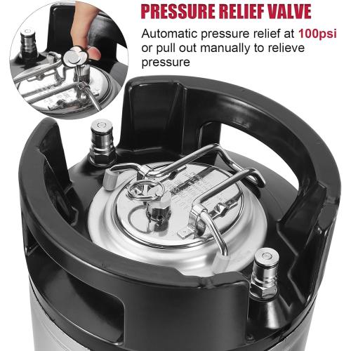 New 5 Gallon Keg Corny Keg, Stainless Steel Cornelius Keg with Ball Lock Keg Fittings, 5 Gallon Beer Keg with Dual Rubber Handle, Ball Lock Keg for Home Brewing