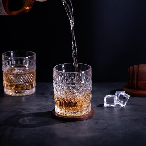 Whiskey Glasses Set of 4 with Luxury Box, 10oz Old Fashioned Whiskey Glasses Gift for Cocktails Rum Cognac Bourbon Liquor Rocks Glasses Men Gift(Mixed)