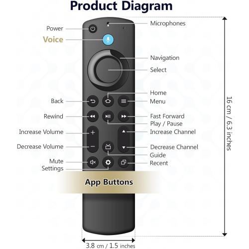 Replacement Voice Remote for Fire Smart Stick 4K/4k Max(1st/2nd Gen),Stick(2nd/3rd Gen)/Lite/HD,TV Cube,Remote for 3rd Gen,Omni,QLED Series,Some TCL,Hisense Smart TVs