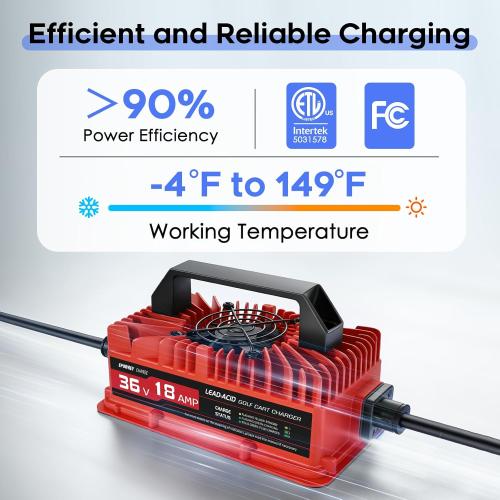 18 Amp 36 Volt Golf Carts Battery Charger for EZGO & Yamaha with Crowfoot Plug