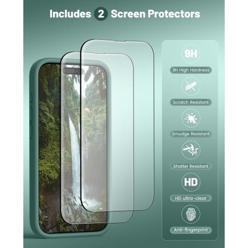 OTOFLY Magnetic for iPhone 15 Pro Max Case Compatible with MagSafe, [Full Camera Protection][Screen Protector] Full-Body Silicone Shockproof Phone Case for iPhone 15 Pro Max 6.7 (Pine Green)