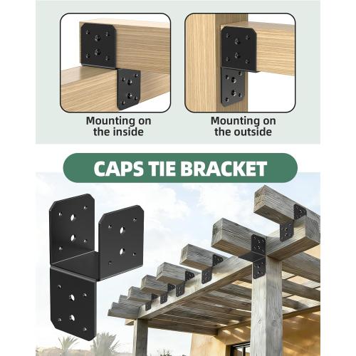 Heavy Duty Angle Brackets for 4x4 4x6 Post, 4MM Thick Black Steel 90 Degree L Brackets, Large Corner Brackets for Wood, Outdoor Crafts Woodworking Projects, Shelf L Brackets