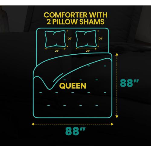 Utopia Bedding Queen Comforter Set Grey, Comforters Queen Size 3 Pieces Bedding Comforters Sets, Down Alternative Soft Bed Set, 1 Comforter (88 x 88 inches) 2 Pillow Shams (20 x 26 inches)