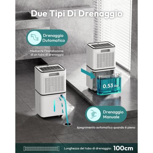 2000 Sq. Ft Dehumidifier for Home/Basement, 30 Pints 36 dB Dehumidifiers for Bedroom/Bathroom With Drain Hose LED Intelligent Humidity Light