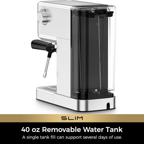 CHULUX Slim Espresso Machine with Milk Frother, 20 Bar Professional Italian Pump Espresso Coffee Machine for Home Cappuccino & Latte Maker, Stainless Steel, Silver