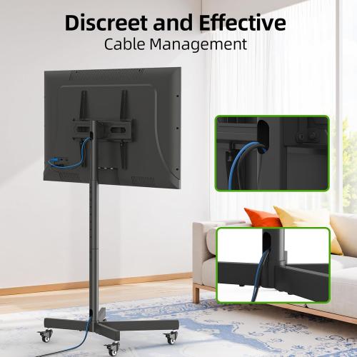 USX Mount Mobile TV Cart Rolling TV Stand with Wheels for 23-60 LCD LED Flat/Curved Panel Screens,Height Adjustable Floor Stand Holds up to 99Lbs Portable Stand,Max VESA 400x400mm
