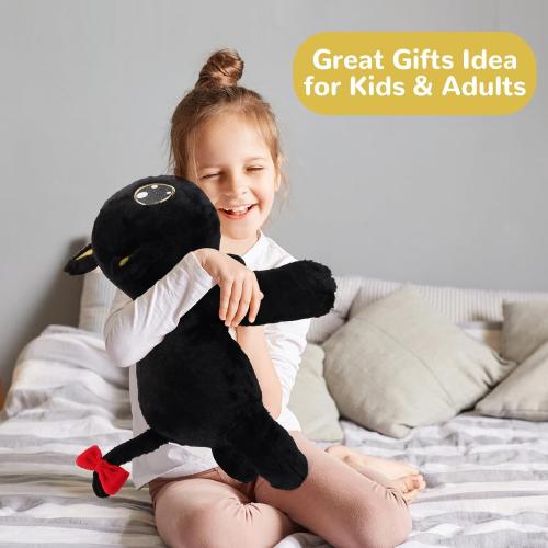meowtastic Black Cat Weighted Stuffed Animals - 22 Inch 4.5 Pounds Weighted Plush Cat Stuffed Animal - Big Kitten Toys Pillow - Cute Plush Toys Gifts for Kids & Adults (22 4.5 lbs)