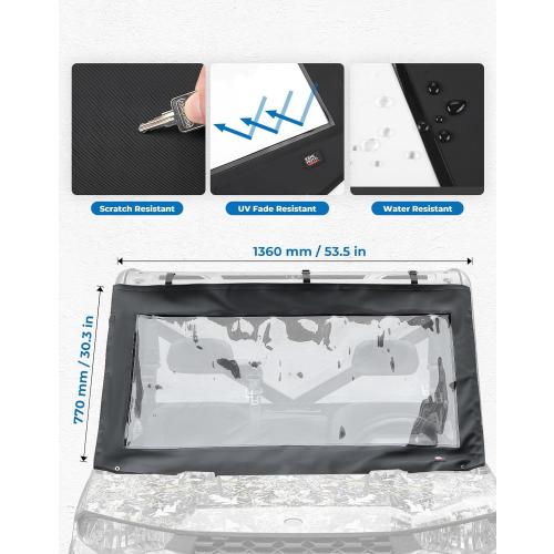 KEMIMOTO Soft Front Windshield, PVC Front Window Compatible with Polaris Ranger 1000 / Crew 2020-2025 & Ranger XP 1000 / Crew 2017-2025, Dustproof Waterproof Accessories