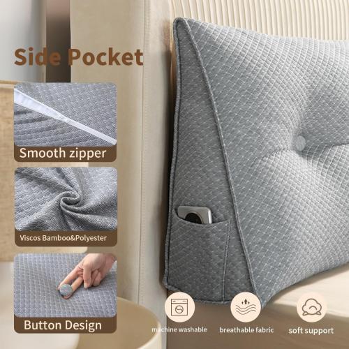 Color White Wedge Headboard Pillow for Bed, Twin Dorm Headboard Pillow Support for Sitting Up, Reading, Relaxing, Bolster Pillow with Removable Washable Cover,