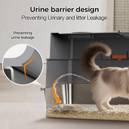XXXL Stainless Steel Litter Box with Lid,28 L x 20.5 W x 16.5 H Extra Large Cat Litter Box Enclosure for Large and Multi-Cats Families,Non-Sticky, Anti-Leakage, Easy to Clean(Gray)