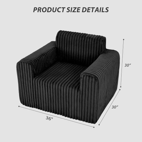lilanoon Giant Bean Bag Chair for Adults, Non-Slip Floor Sofa with High Backrest & Wider Armrest, Upgrade Whole Sponge Bean Bag Sofa Couch for Bedroom Living Room(Large,Black,Stripe Plush)
