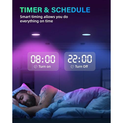 12 Pack 5/6 Inch LED Can Lights Retrofit RGB Recessed Lighting, 12W 1200LM Smart LED Recessed Lights, 2700K-6000K Color Changing Compatible with Alexa/Google Assistant/Siri, Hub INCL