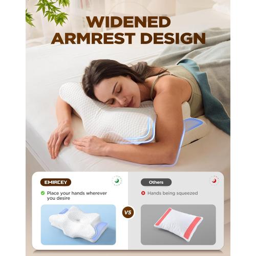 Sleep Doctor Approved Cervical Neck Pillow Sleeping, Ergonomic Contour Side Sleeper Pillows Adults, Cooling Orthopedic Pillow Pain Relief Support, Memory Foam Back Stomach Sleepers Grey Standard