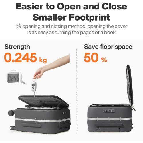 Grey mixi 20 Inch Carry On Luggage 22x14x9 Airline Approved PC Hard Shell Suitcase Top Opening Aluminum Frame Travel Suitcases with Wheels, Rock Gray