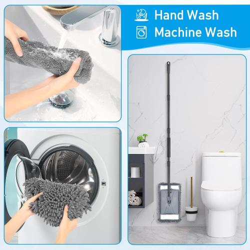 Wall Cleaner Mop with Long Handle, Wall Dust Cleaning Mop for Washing Walls with 2 Microfiber Reusable Pads,Floor Dry Wet Dust Mops for Wall Washer, Floor,Ceiling Cleaner