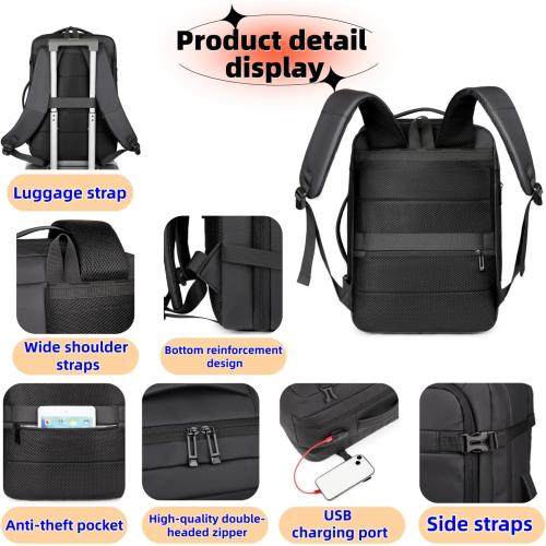 Extra Large 50L expandable travel laptop backpack Men Women,Airline Approved travel backpack,Business commuting backpack, water-resistant (Black)
