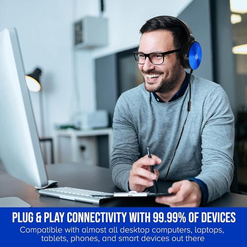 5 Pack 5 Colors, Premium Classroom Headphone with Microphone (5 Pack) - Kids Wired Earphones with Mic for School Students K-12 & Teachers, Soft Swivel On Ear Pads- Perfect for E-Learning, Meetings, Calls -(Colorful)