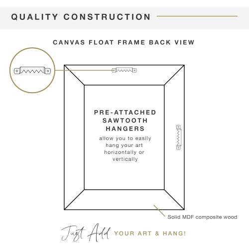 MCS Canvas Float Frames 16x20 Canvas Black Finish Frame, Vertical & Horizontal Wall Hanging Large Frame for Canvas Paintings (1-Pack)