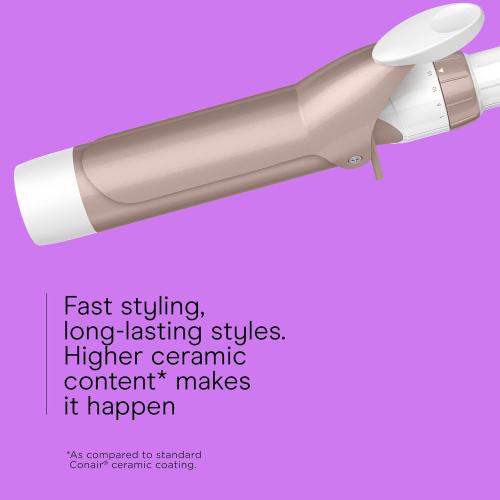 Conair Double Ceramic 1-1/2 Inch Curling Iron, 1.5-Inch Barrel Creates Soft Waves and Curls, Hair Curler for Use on Medium and Long Hair, White