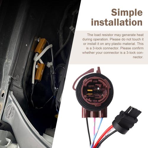 SLIMI 2 PCS Car 3157 Brake Light Resistor Decoders, 50W 6 Ohm LED Resistor Load Harness Decoders, Turn Signal Error Decoding Harness, for T20/3157/4157 Light Bulb (Multicolored)
