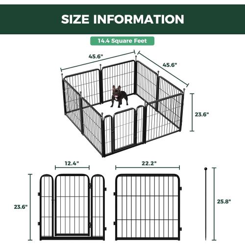 FXW Rollick Unleashed Dog Playpen for Indoor, Yard, RV Camping, 24 inch 8 Panels for Small and Puppy Dogs, Black│Patented