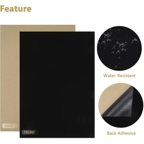 Caydo 12PCS Black Self Adhesive Felt Sheets, Soft Velvet Sticky Back Felt for Jewelry Box and Drawer Liner, Art and Craft Making(A4 Size)