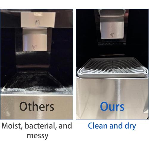 2 Pack Silicone Refrigerator Drip Tray, Cuttable Refrigerator Drip Catcher, Protects Ice and Water Dispenser Pan, Fridge Spills Water Pad for Whirlpool, GE, Samsung, (Rectangular, Black)