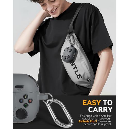 Game Case for AirPods Pro 3 Cover (2025),Classic Cool Funny Shock-Proof Protective Silicone AirPods Pro 3 Case with Cleaner Kit and Keychain for Airpods Pro 3rd Generation for Men Boy-Black