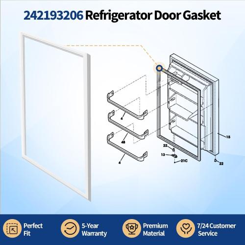 2026 NEW UPGRADED 242193206 Refrigerator Fresh Food Door Gasket Replacement for Frigidaire Kenmore Crosley White-Westinghouse, 41.6'' x 28.5'' Fridge Door Seal, Replaces AP5806733 PS9493819 EAP9493819