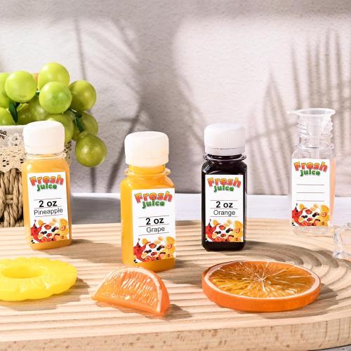 100 Pack 2 oz Small Plastic Shot Bottles with Caps Ginger Shots Bottles for Liquids, Reusable Clear Juice Containers with Scale, Funnels, Stickers for Ginger, Liquids, Beverages