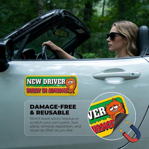 Student Driver Magnet for Car - Funny Reflective New Driver Magnet, Magnetic Student Driver Signs for Vehicle