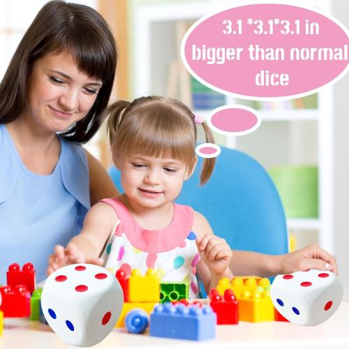 3.1 inch Foam Dice Stress Ball with Dots 6 Sided,Dices Squishies Toys to Get Your Lucky Numbers for Kids,Teenagers,Adults Board Games Relieve Anxiety