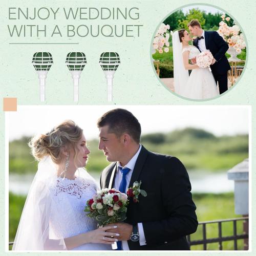 Zubebe 30 pcs Wedding Bouquet Holder Foam Floral Handle Bridal Bouquet Holders for Artificial Flowers Arrangement Wedding Gardening Supplies Decoration