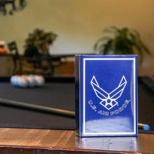 Military Gift Shop US Air Force Playing Cards & Dice in Keepsake Box - USAF Rank Insignia Cards - Air Force Gifts | Disabled Vet Owned Business | Air Force Card Set