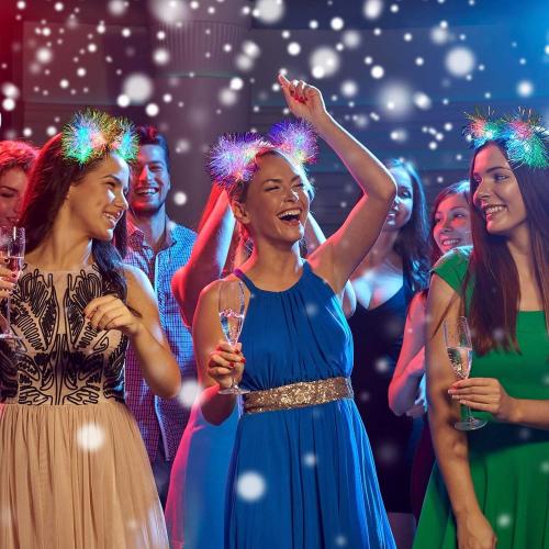 Juexica 16 Pcs Lighted Cat Ears Headband with Color Change LED Cat Headband Rave Hair Accessories for Women (Classic Color)