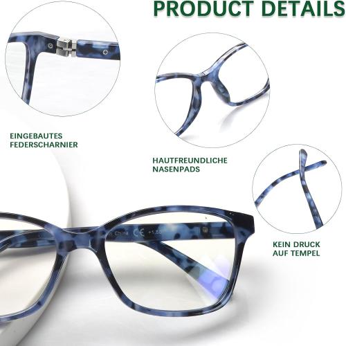 4 Pack Progressive Multifocus Reading Glasses for Women Men Spring Hinge Blue Light Blocking Readers