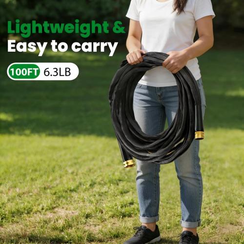 Garden Hose 100FT, Non-Expanding Water Hose Ultra Lightweight, Kink-Free, Burst-Resistant, Lead-Free, Durable & Flexible High-Pressure Hose for Yard, Lawn, Outdoor, Car Washing
