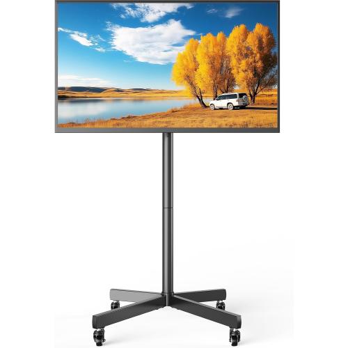 USX Mount Mobile TV Cart Rolling TV Stand with Wheels for 23-60 LCD LED Flat/Curved Panel Screens,Height Adjustable Floor Stand Holds up to 99Lbs Portable Stand,Max VESA 400x400mm