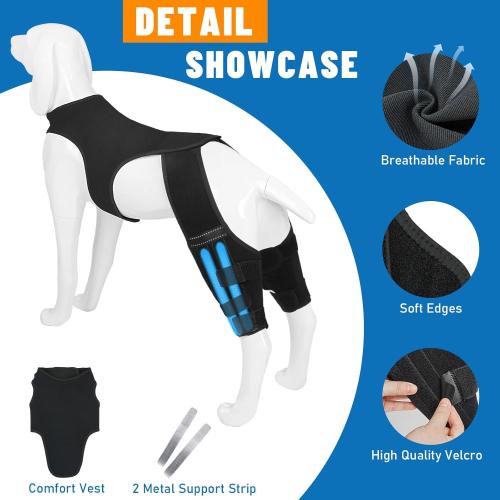 Dog Knee Brace for Hind Legs- Adjustable Dog Leg Brace for Both Back Leg Helps with Torn ACL, Luxating Patella, Ligament Injuries & Arthritis, L